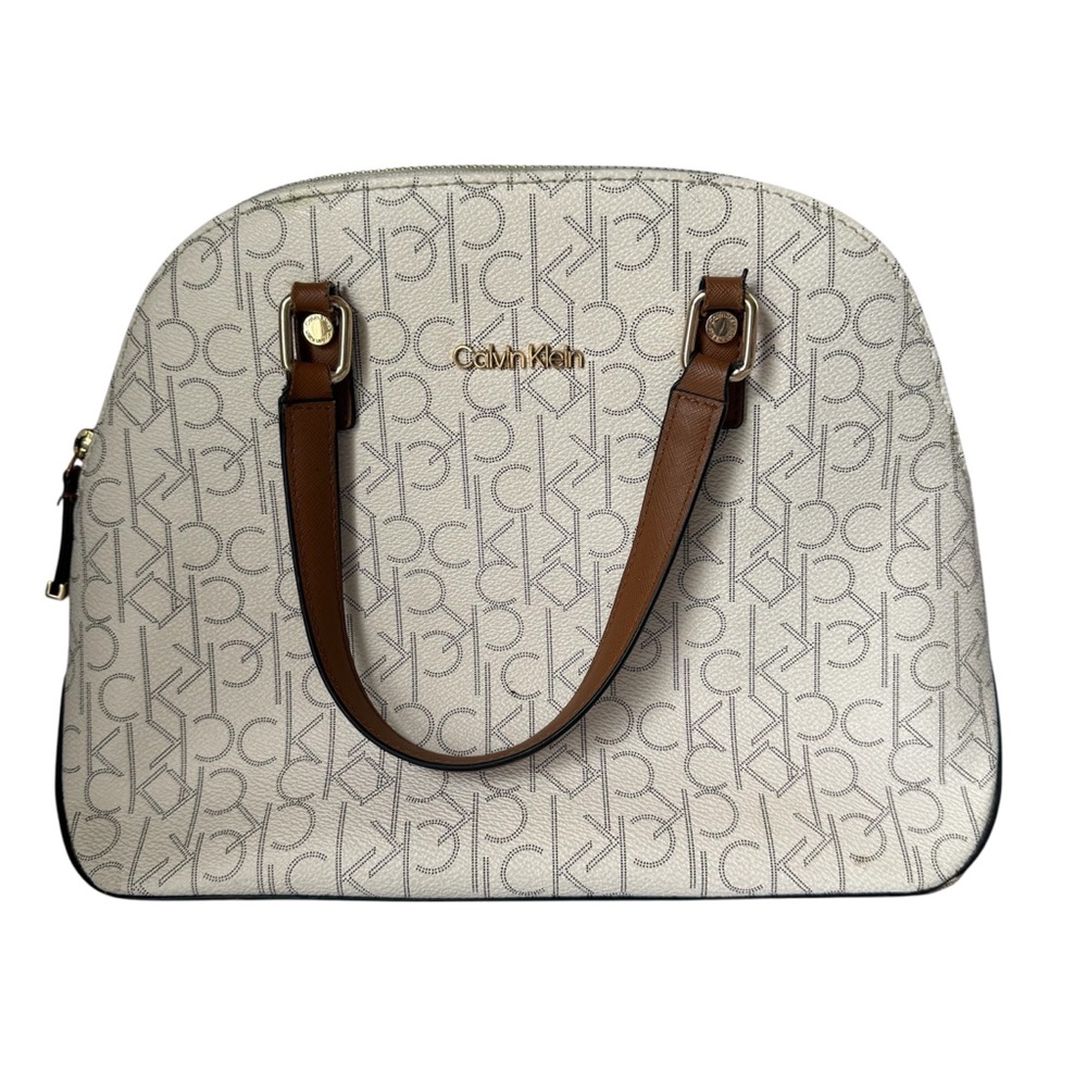 Calvin Klein Top Handle Satchel Purse w/ Crossbody Strap & Clip Card Holder